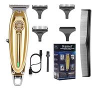 KEMEI Rasoio professionale per barba e capelli, da uomo, senza fili, con lama a T, tagliacapelli elettrico per barbieri e stilisti, modello 1949 oro,Regali per la Festa Del Papà