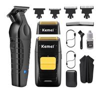 KEMEI Rasoio professionale per capelli da uomo, senza fili, con testine di ricambio e reti, tagliacapelli Zero Gapped con lama a T, rasoio elettrico per uomini calvi, KM 2299, KM 1102