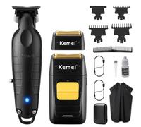 KEMEI Rasoio professionale Zero Gapped per gli uomini Cordless Foil Shaver | Tagliacapelli con lama a T, rasoio elettrico con testine di ricambio e reti, per uomini calvi KM-PG2299, KM-1102