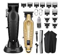 KEMEI Set di tagliacapelli da uomo, tagliacapelli professionale e tagliacapelli, senza fili, senza fili, con display a LED, 11 pettini guida
