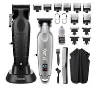 KEMEI Set di tagliacapelli e rifinitori professionali, tagliacapelli da barbiere per il taglio dei capelli, rifinitori elettrici ricaricabili per uomo, kit per la cura della pelle con lama