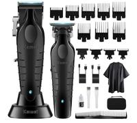 KEMEI Set Tagliacapelli Professionale Senza Fili per Uomo, Kit per Taglia Capelli e Regola Barba, Tagliacapelli Elettrico per Barbiere, Tagliacapelli con Lama a T per Uomo
