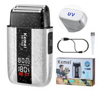KEMEI T402 Rasoi professionali a lamina per uomo, IPX7 Rasoio elettrico impermeabile da uomo con display a LED, doppio rasoio elettrico con 3 velocità regolabili e copertura UV