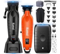 KEMEI Tagliacapelli per uomo professionale, set tagliacapelli e rifinitori da barbiere, rasoio a lamina per