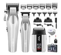 KEMEI Tagliacapelli professionale da uomo, senza fili, con corpo interamente in metallo, rasoio elettrico con display a LED e custodia da viaggio, KM-3023-702, KM-1798, KM-T402