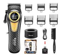 KEMEI Tagliacapelli professionale per uomo, tagliacapelli da barbiere da 4500 mAh con display LED e base di ricarica, tagliacapelli senza fili per il taglio dei capelli, nero