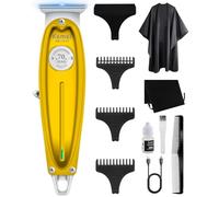 KEMEI Tagliacapelli professionale per uomo Zero Gap Trimmer elettrico senza fili Barba/Capelli Trimmer ricaricabile T-Blade Haircut Machine per stilisti e barbieri (KM-1949-Gold)