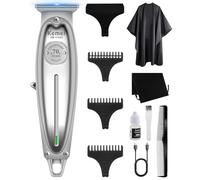 KEMEI Tagliacapelli professionale per uomo Zero Gap Trimmer elettrico senza fili Barba/Capelli Trimmer ricaricabile T-Blade Haircut Machine per stilisti e barbieri (KM-1949-Silver)