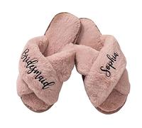 KEMEILA Pantofole da damigella personalizzate Pantofole da sposa Regali per la doccia nuziale, pantofole per la festa della sposa, pantofole soffici per le damigelle d'onore (Rosa)