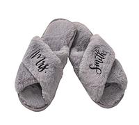 KEMEILA Pantofole da damigella personalizzate Pantofole da sposa Regali per la doccia nuziale, pantofole per la festa della sposa, pantofole soffici per le damigelle d'onore (Grigio)