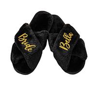 KEMEILA Pantofole da damigella personalizzate Pantofole da sposa Regali per la doccia nuziale, pantofole per la festa della sposa, pantofole soffici per le damigelle d'onore (Nero)