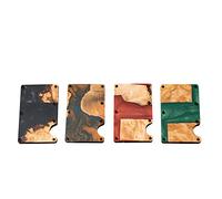 KEMEILA Portafoglio personalizzato personalizzato con fermasoldi in resina e legno, supporto per carte di blocco RFID, portafogli in fibra di carbonio per uomo, regalo di compleanno per lui