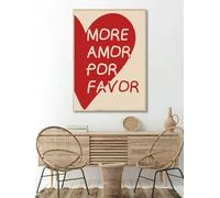 KEMEIQI Cuore rosso dell'amore, citazioni ispiratrici PIÙ AMORE PREFERITE, poster positivo dipinto su tela, per arredamento d'arte del soggiorno (80x120 cm)