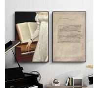 KEMEIQI Dipinto su tela per pianoforte classico, spartiti per pianoforte, poster e stampe, artiste nella storia, arte murale, decorazione per soggiorno, 30x50cmx2 senza cornice