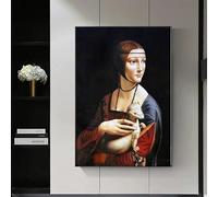 KEMEIQI La dama con l'ermellino, poster e stampe su tela, quadri da parete, stampe su tela per soggiorno, arredamento per la casa (60x90 cm)