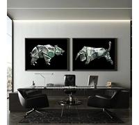 KEMEIQI Personalizzato Nordic Wall Street Art Bull Bear Finanza Dollari Poster Tela Pittura HD Stampa Immagini a parete Decorazioni per ufficio 40x60cmx2 Senza cornice