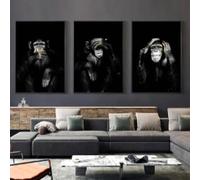 KEMEIQI Poster con Animali Poster di Grandi Dimensioni Pittura su Tela Wall Art Dark 3 Divertenti Scimmie Poster e Stampe per la Decorazione del Soggiorno 30x50cmx3 Senza Cornice