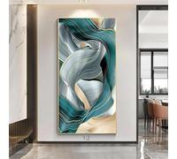 KEMEIQI Quadro su tela astratto Arte murale Moderno Verde acqua Oro Turchese Dipinto Astratto Nastro Stampa Poster Moda Ufficio Decorazione 40x80cm Senza cornice