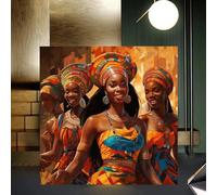 KEMEIQI Quadro su tela astratto con donna nera africana, arte murale, poster di arte tradizionale africana, stampe per arredamento della stanza (55x55 cm/senza cornice)