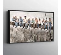 KEMEIQI Quadro su tela vintage in bianco e nero con vista sulla città di New York, pranzo su un grattacielo, dipinto su tela, decorazione per la casa, 80x120 cm, senza cornice