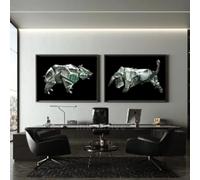 KEMEIQI Stampa HD Nordic Wall Street Art Bull Bear Finance Dollars Poster Tela Pittura Immagini da Parete Camera da Letto Ufficio Decorazione per la Casa 40x60cmx2 Senza Cornice