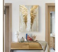 KEMEIQI Stampa su tela con ali dorate, dipinto astratto 2D con ali d'angelo, grande quadro decorativo per la casa, per soggiorno, camera da letto, 50x70 cm, senza cornice