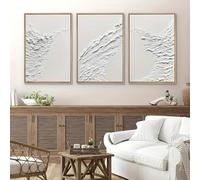 KEMEIQI Stampa su tela minimalista, arte murale, effetto texture bianca, quadro astratto, opera d'arte per camera da letto, soggiorno, dipinto moderno, casa, 70x110cmx3 senza cornice