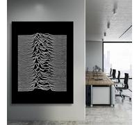 KEMEIQI Stampa su tessuto non tessuto Nero Joy Division Unknown Pleasures Musica Poster Arte murale Immagini Tela Pittura per la decorazione della camera da letto 70x100cm Senza cornice