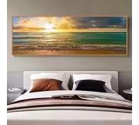 KEMEIQI Stampe su tela moderne con paesaggio naturale di spiaggia, tramonto sul mare, dipinto estetico, immagine artistica da parete per l'arredamento del soggiorno (60x180 cm/senza cornice)
