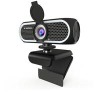 Kemeiv Webcam 4K autofocus per PC e laptop, fotocamera USB Plug & Play con doppio microfono a riduzione del rumore, miglioramento della scarsa illuminazione, otturatore della privacy, compatibile con