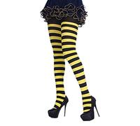 Kemelo Donna Collant a Righe Multicolori Calze Natale Halloween Cosplay Collant, Collant per Donna, Giallo Nero