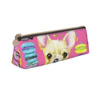 KemEng Acquerello del cucciolo del bulldog francese, Astuccio portapenne triangolare Astuccio portapenne portatile in pelle con cerniera Astuccio porta cosmetici