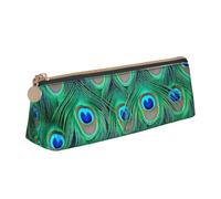 KemEng Adorabile pavone verde, Astuccio portapenne triangolare Astuccio portapenne portatile in pelle con cerniera Astuccio porta cosmetici