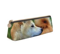 KemEng Akita Inu Bokeh Animali Cani Akita Inu, Astuccio portapenne triangolare Astuccio portapenne portatile in pelle con cerniera Astuccio porta cosmetici