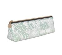 KemEng Alghe blu del mare verde, Astuccio portapenne triangolare Astuccio portapenne portatile in pelle con cerniera Astuccio porta cosmetici