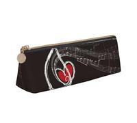 KemEng Amo le note musicali, Astuccio portapenne triangolare Astuccio portapenne portatile in pelle con cerniera Astuccio porta cosmetici