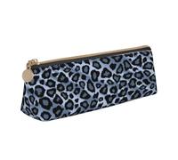 KemEng Animale leopardo azzurro, Astuccio portapenne triangolare Astuccio portapenne portatile in pelle con cerniera Astuccio porta cosmetici