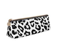 KemEng Animali con stampa leopardata Le arti, Astuccio portapenne triangolare Astuccio portapenne portatile in pelle con cerniera Astuccio porta cosmetici