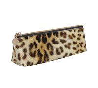 KemEng Animali dalla pelle di leopardo, Astuccio portapenne triangolare Astuccio portapenne portatile in pelle con cerniera Astuccio porta cosmetici