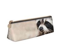KemEng Animali intelligenti Procione Natura, Astuccio portapenne triangolare Astuccio portapenne portatile in pelle con cerniera Astuccio porta cosmetici