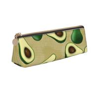 KemEng Avocado Punto Marrone, Astuccio portapenne triangolare Astuccio portapenne portatile in pelle con cerniera Astuccio porta cosmetici