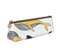 KemEng Balene Animale Balena, Astuccio portapenne triangolare Astuccio portapenne portatile in pelle con cerniera Astuccio porta cosmetici