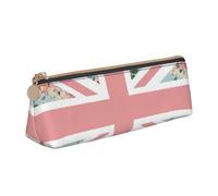KemEng Bandiera delle rose inglesi Union Jack, Astuccio portapenne triangolare Astuccio portapenne portatile in pelle con cerniera Astuccio porta cosmetici