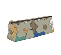 KemEng Barboncino colorato divertente cartone animato, Astuccio portapenne triangolare Astuccio portapenne portatile in pelle con cerniera Astuccio porta cosmetici