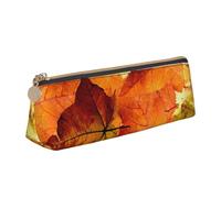 KemEng Belle foglie autunnali, Astuccio portapenne triangolare Astuccio portapenne portatile in pelle con cerniera Astuccio porta cosmetici