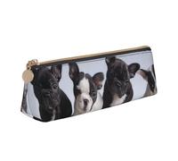 KemEng Bellissimi cuccioli di bulldog francese, Astuccio portapenne triangolare Astuccio portapenne portatile in pelle con cerniera Astuccio porta cosmetici