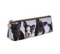 KemEng Bellissimi cuccioli di bulldog francese, Astuccio portapenne triangolare Astuccio portapenne portatile in pelle con cerniera Astuccio porta cosmetici