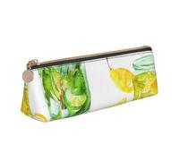 KemEng Bevi un cocktail di ghiaccio al limone, Astuccio portapenne triangolare Astuccio portapenne portatile in pelle con cerniera Astuccio porta cosmetici