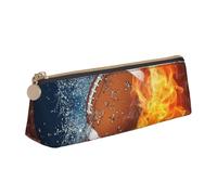 KemEng Bruciare il football americano nel fuoco, Astuccio portapenne triangolare Astuccio portapenne portatile in pelle con cerniera Astuccio porta cosmetici