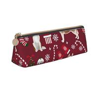 KemEng Calze Husky Candy Canes Holiday Dog Ruby, Astuccio portapenne triangolare Astuccio portapenne portatile in pelle con cerniera Astuccio porta cosmetici